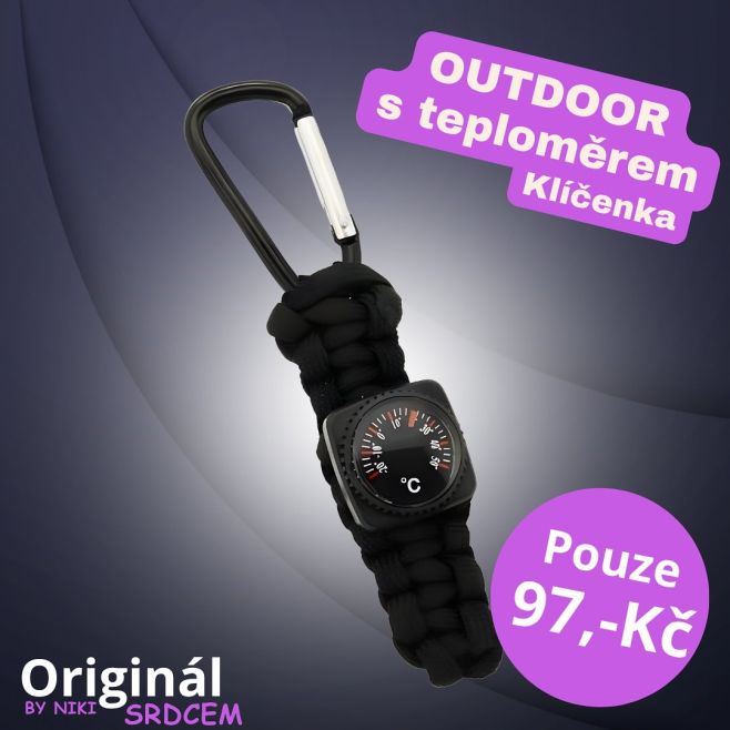 🧭 Outdoor klíčenka s teploměrem – praktický parťák na cesty, výlety i každodenní dobrodružství. 🪢 Paracord, karabina,...